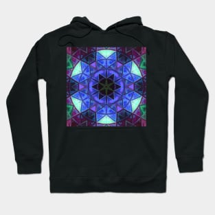 Mosaic Kaleidoscope Flower Blue Teal and Purple Hoodie